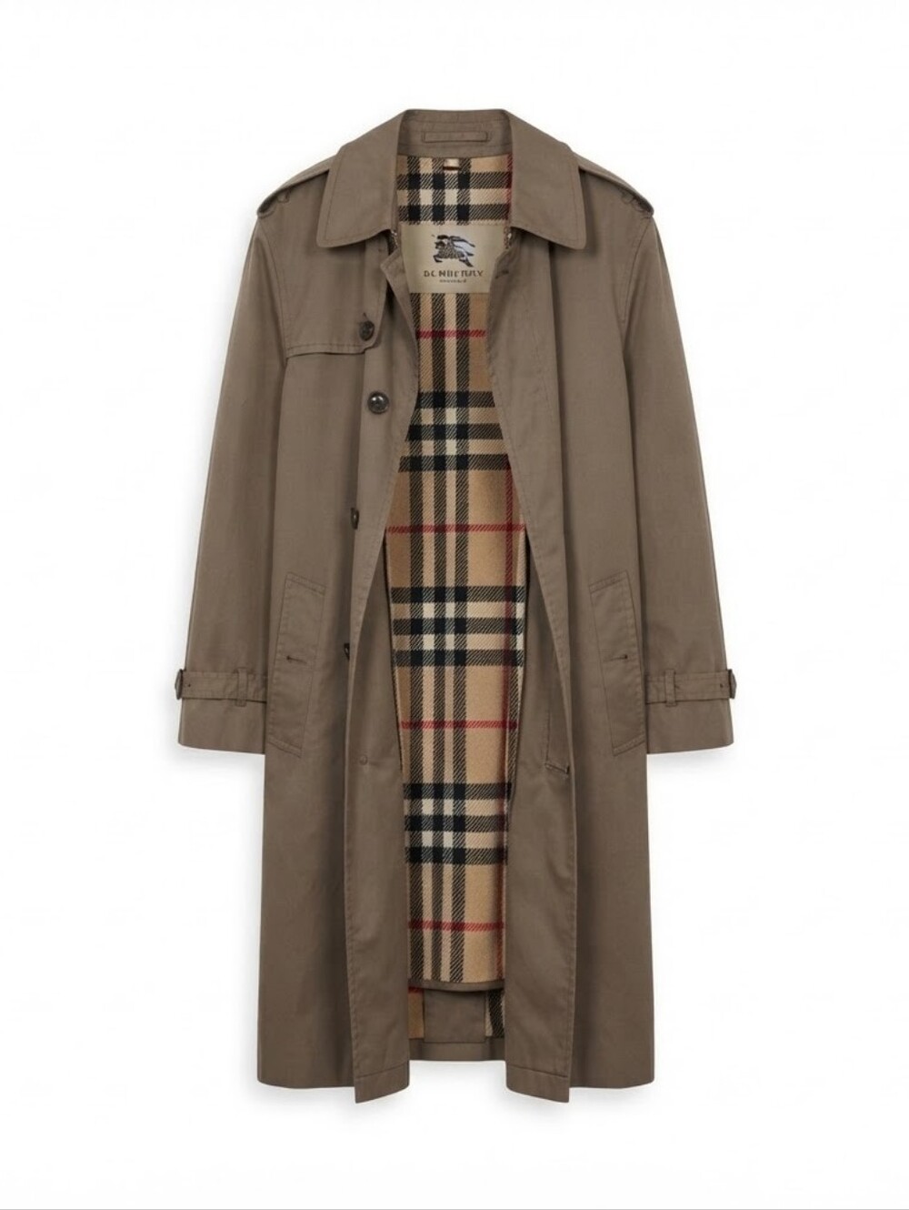 Burberry London 3-in-1 Trench Coat Check Lined Tan Size 48, Vintage